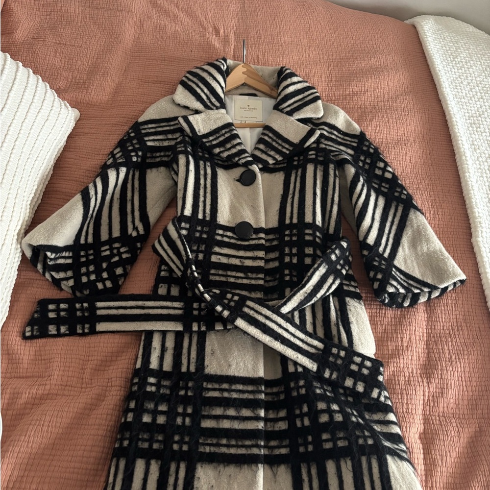 Kate Spade Black and Cream Patterned Coat
